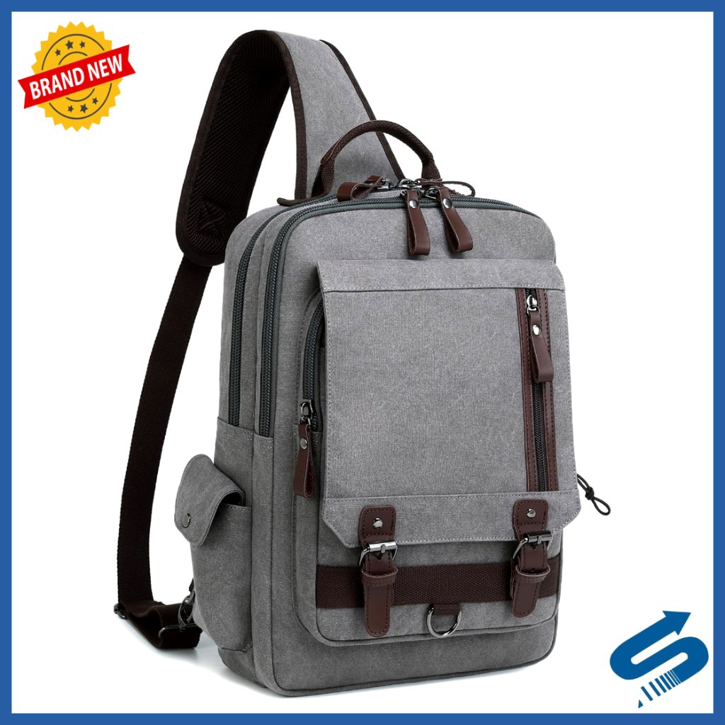 Water-Resistant Canvas Crossbody Messenger Bag With 12 Pockets For Travel